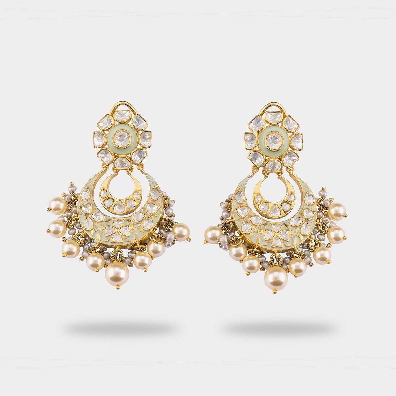Mint Flower Chandbali - Gold Plated 925 Silver