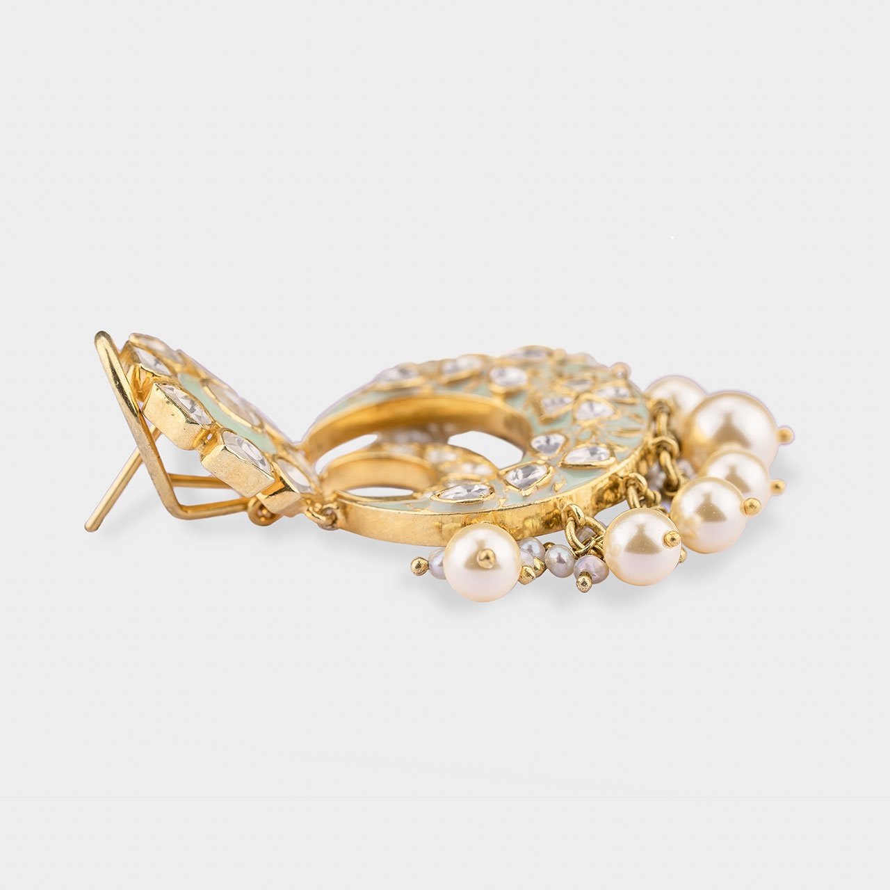 Mint Flower Chandbali - Gold Plated 925 Silver