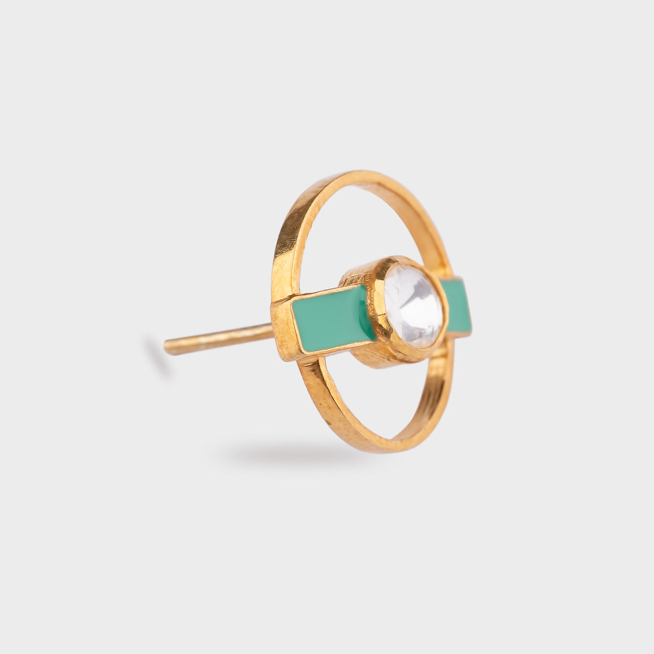 Mint Stripe Studs - Gold Plated 925 Silver