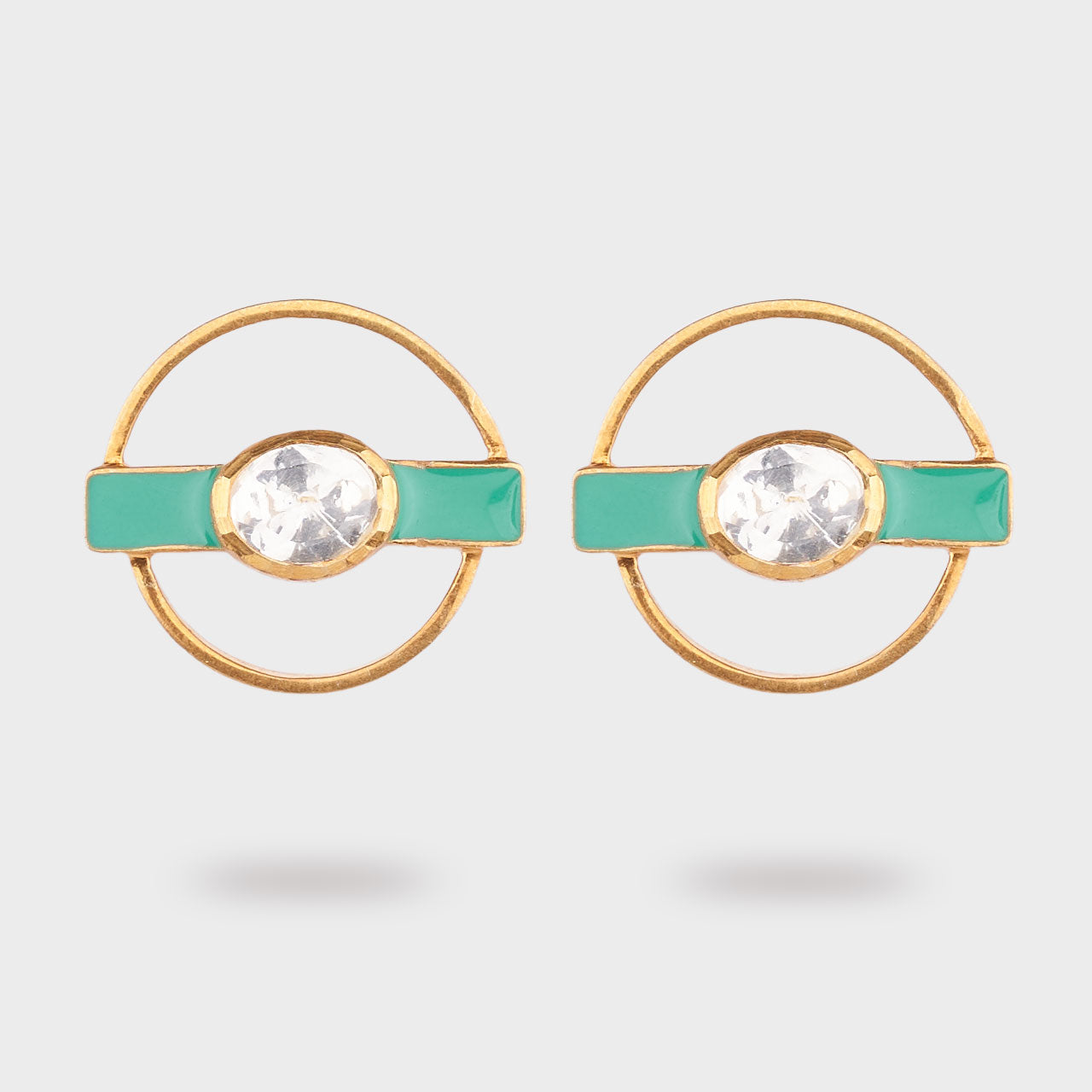 Mint Stripe Studs - Gold Plated 925 Silver