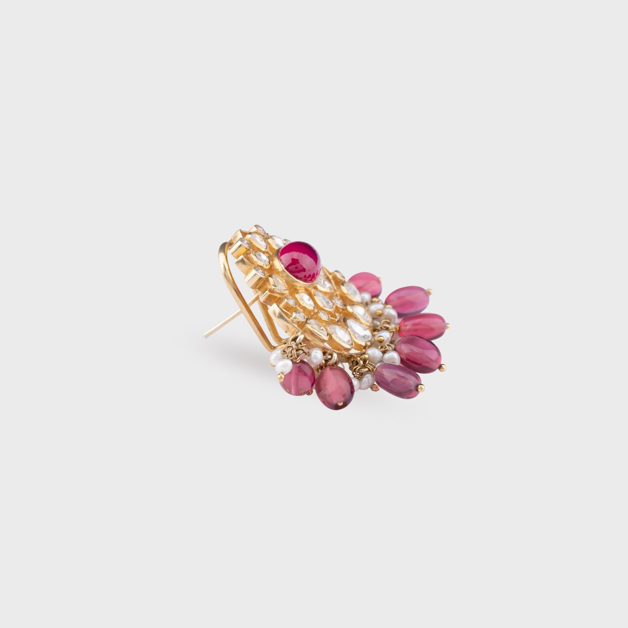 Polki Ruby Drops - Gold Plated 925 Silver