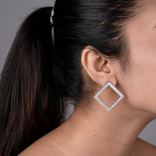 Rhombus Hoops - 930 Recycled Silver