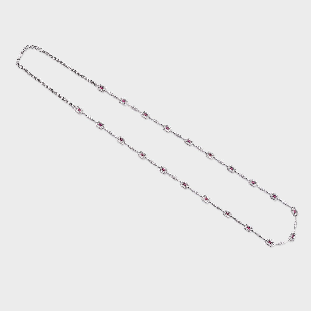 Ruby Halo Long Chain - 930 Recycled Silver