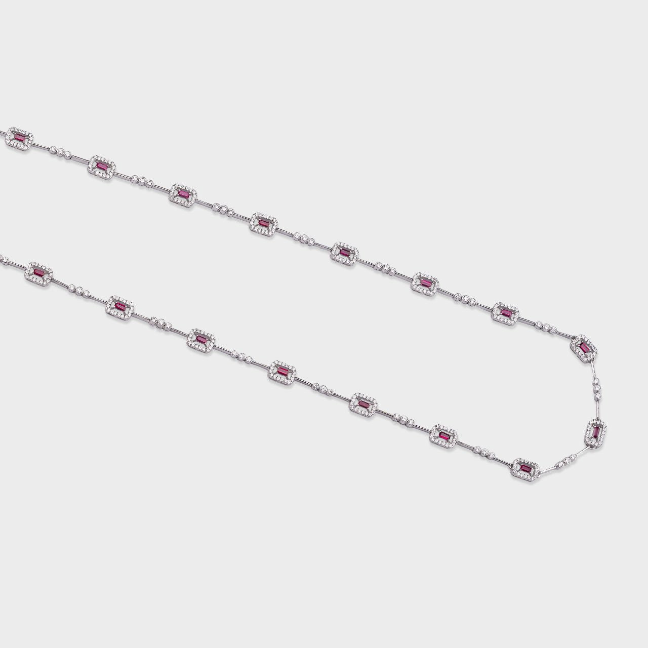 Ruby Halo Long Chain - 930 Recycled Silver