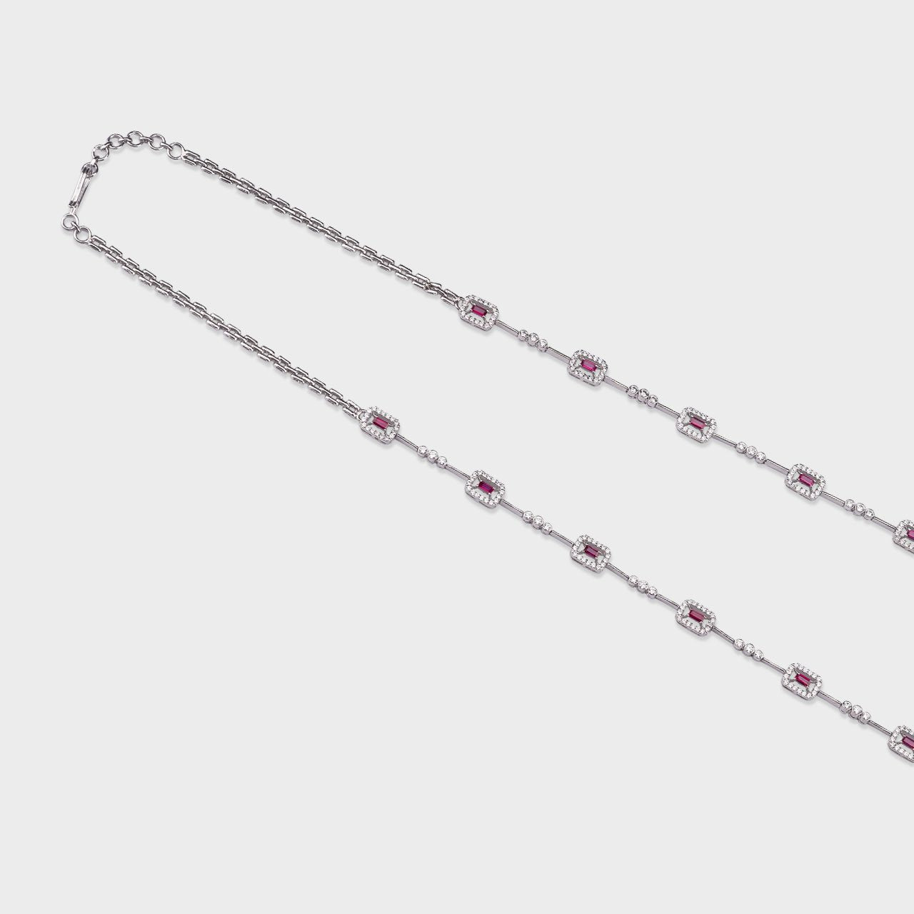 Ruby Halo Long Chain - 930 Recycled Silver
