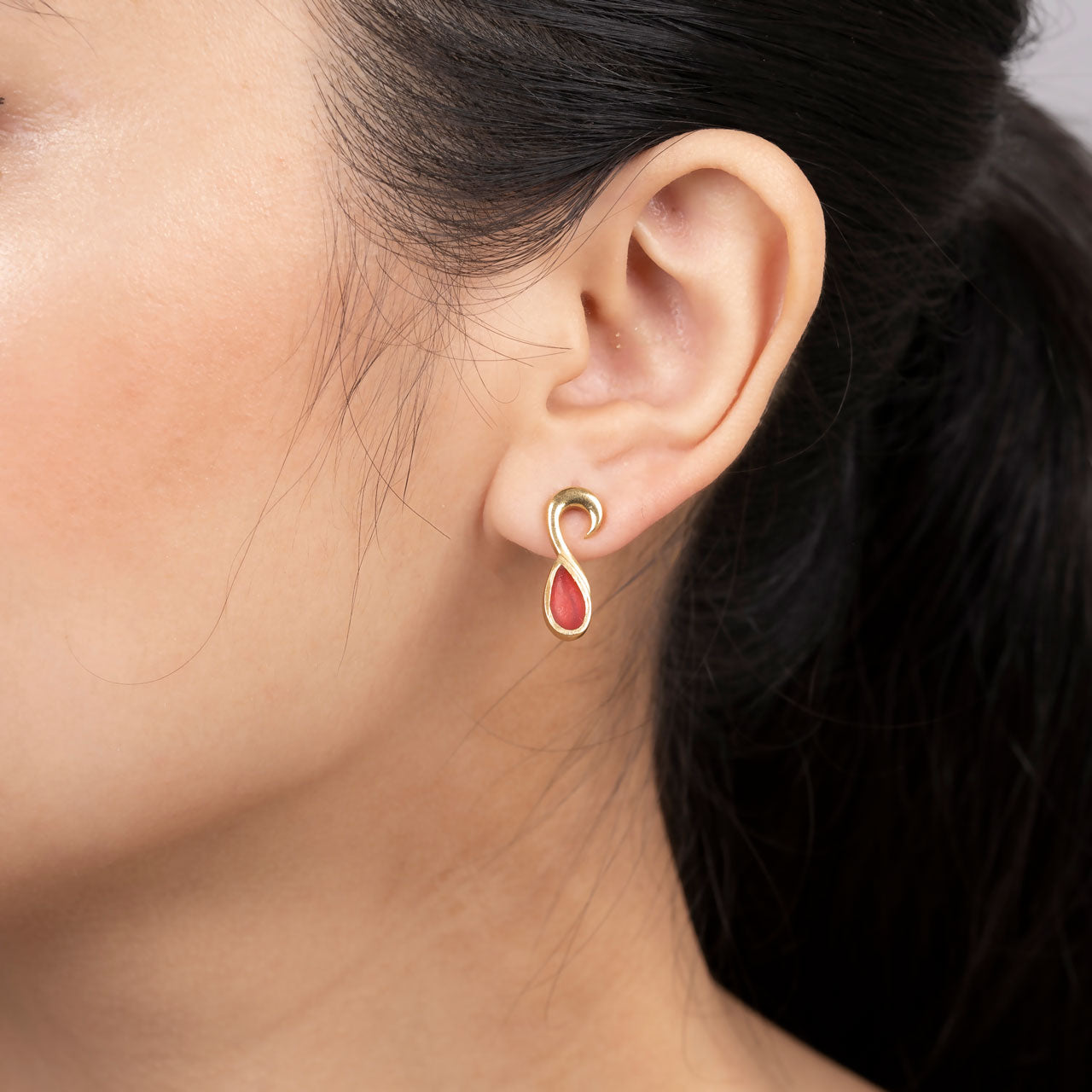 Scarlet Wave Drops - Gold Coated Earrings