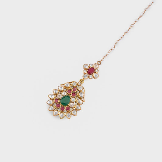 Traditional Polki Maang Tikka - Gold Plated 925 Silver