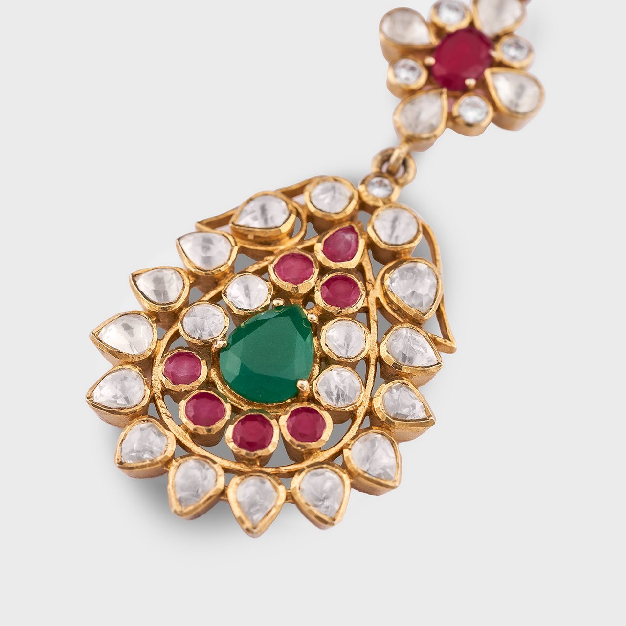Traditional Polki Maang Tikka - Gold Plated 925 Silver