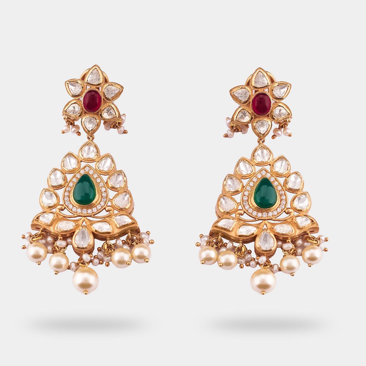 Traditional Polki Pair - Gold Plated 925 Silver
