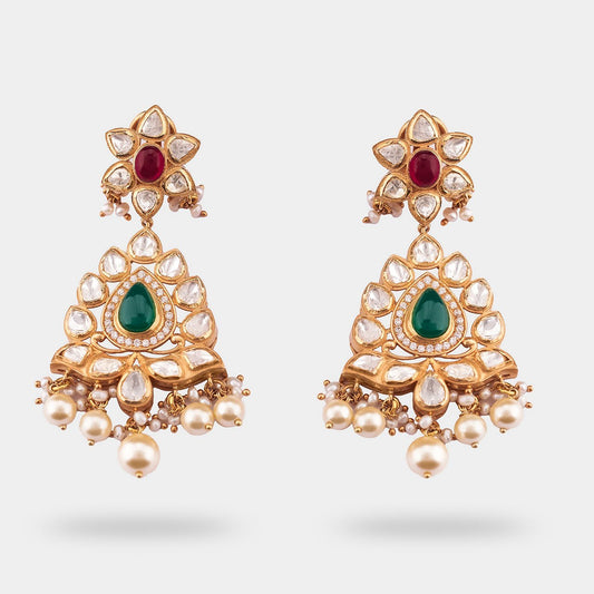 Traditional Polki Pair - Gold Plated 925 Silver