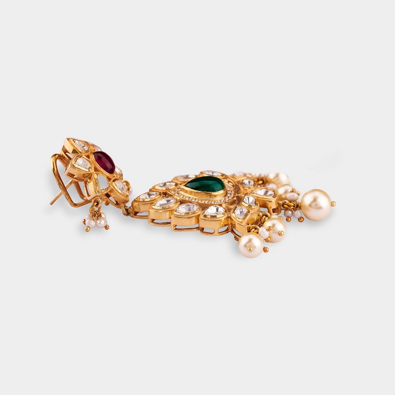 Traditional Polki Pair - Gold Plated 925 Silver