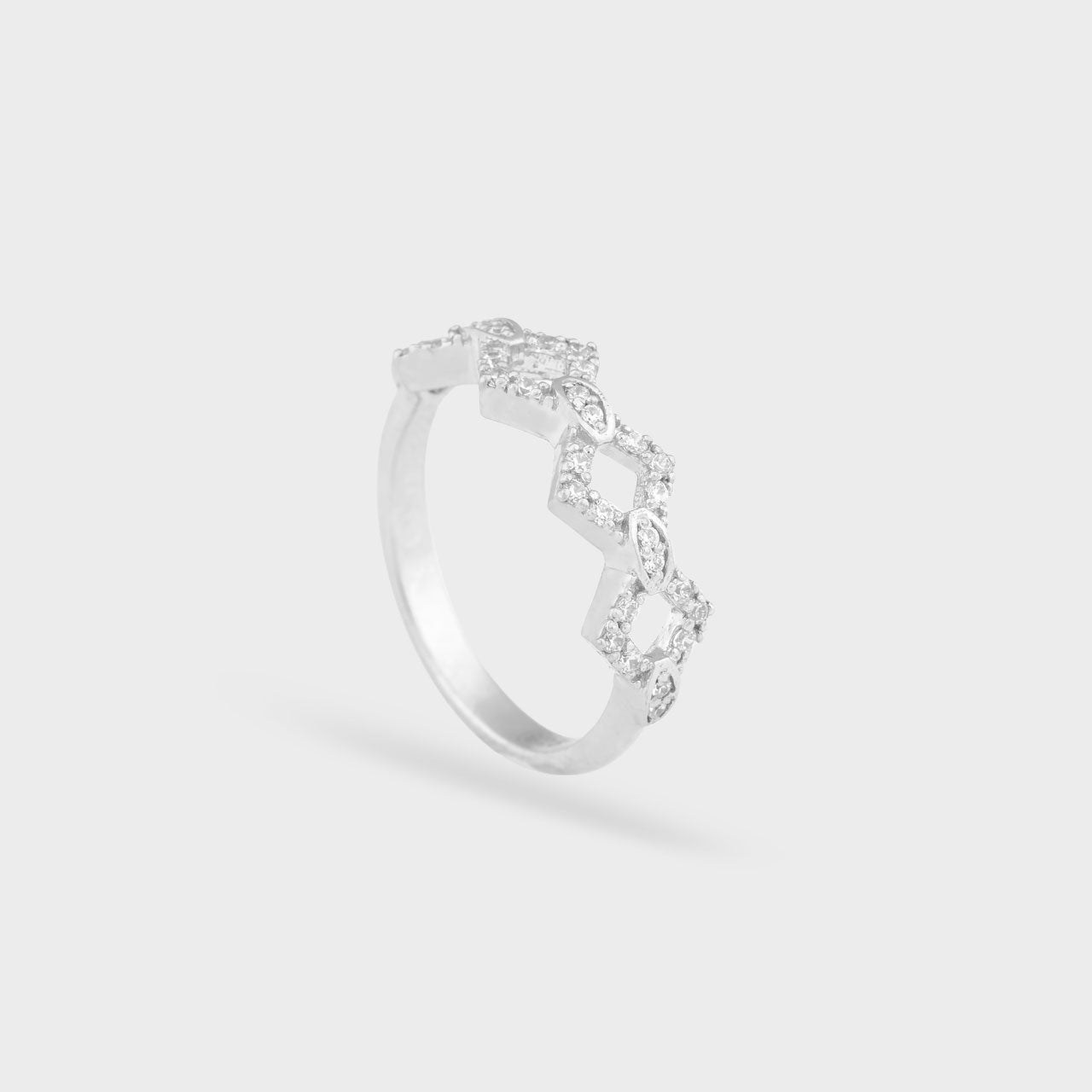 Criss Cross Swarovski Ring - 930 Recycled Silver