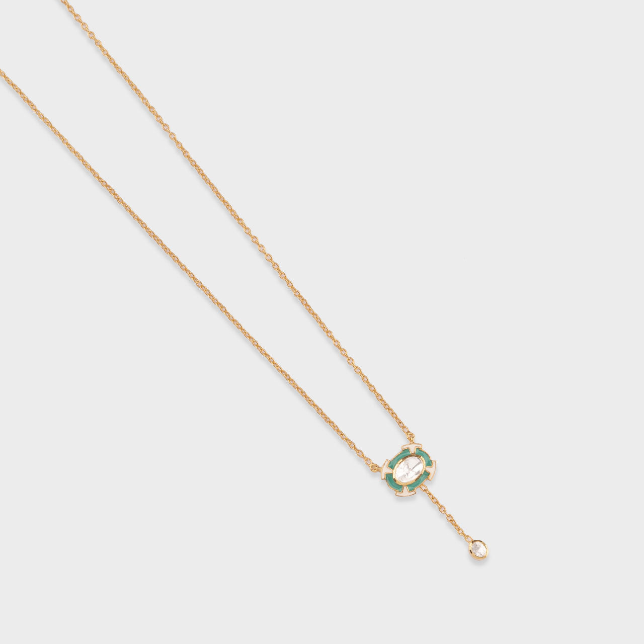 Oval Mint Pendant - Gold Plated 925 Silver