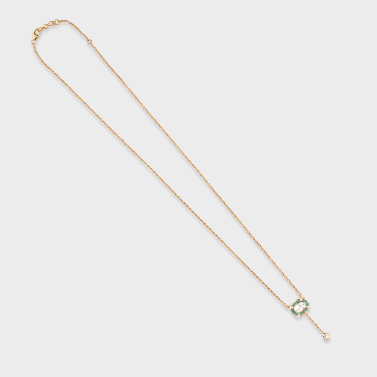Oval Mint Pendant - Gold Plated 925 Silver