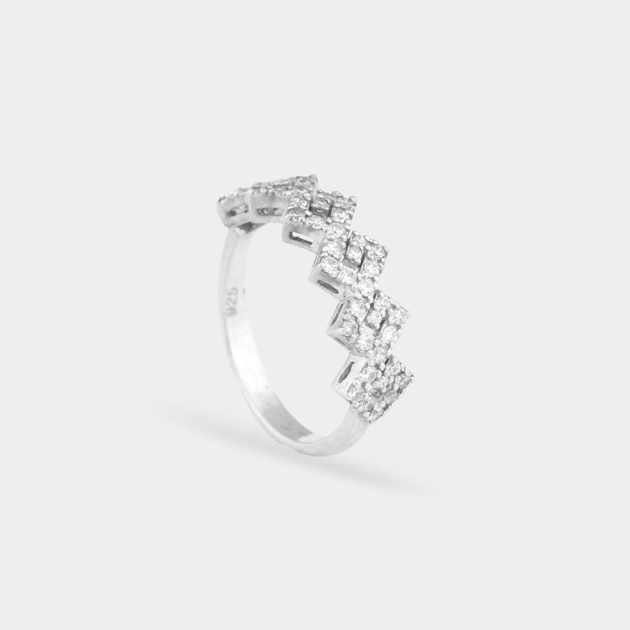 Rhombus Swirl Swarovski Ring - 930 Recycled Silver