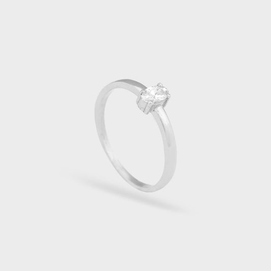 Single Stud Swarovski Ring - 930 Recycled Silver